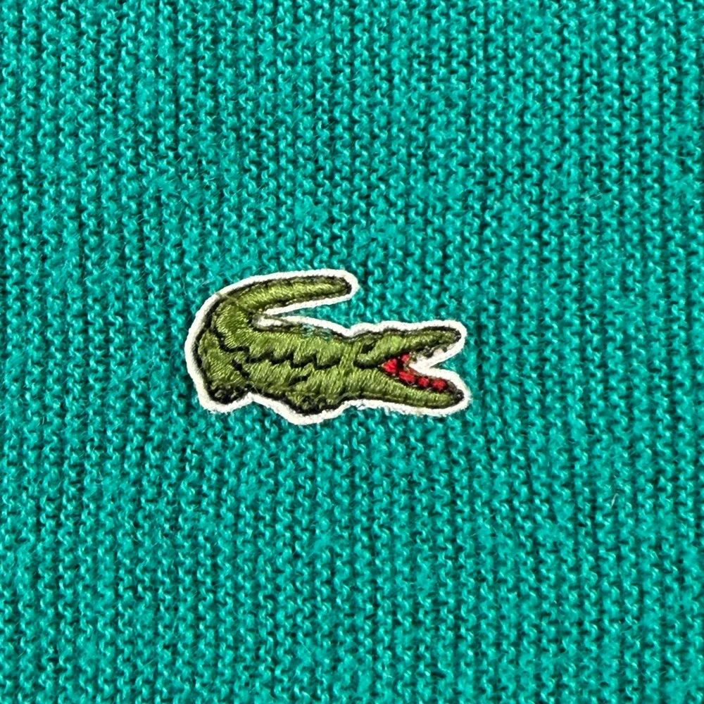 Vintage Izod Lacoste V-Neck Sweater Mens Large Green Orlon Acrylic Made in USA